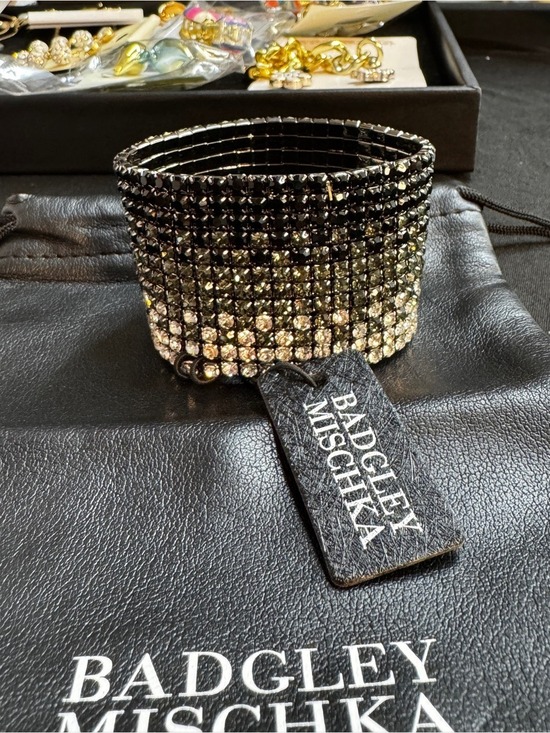 Badgley Mischka Accessories - Badgley Mischka Black and Silver Crystal Stretch Bracelet